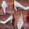 high hills white shoes