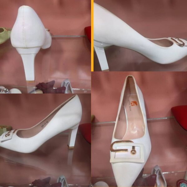 high hills white shoes
