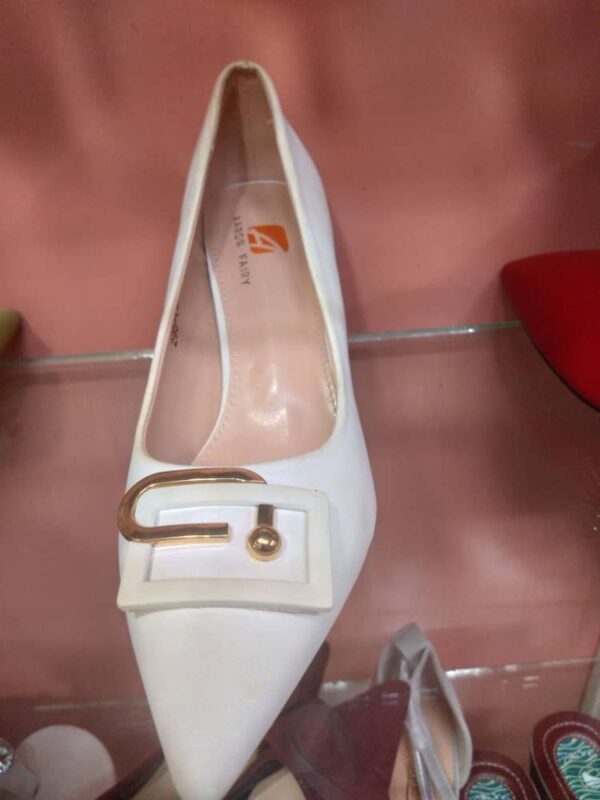 high hills white shoes