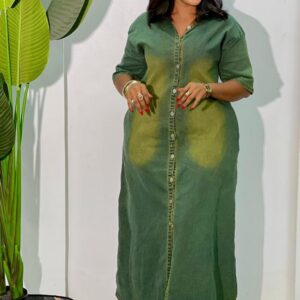 green dress jeans