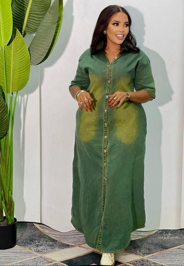 green dress jeans