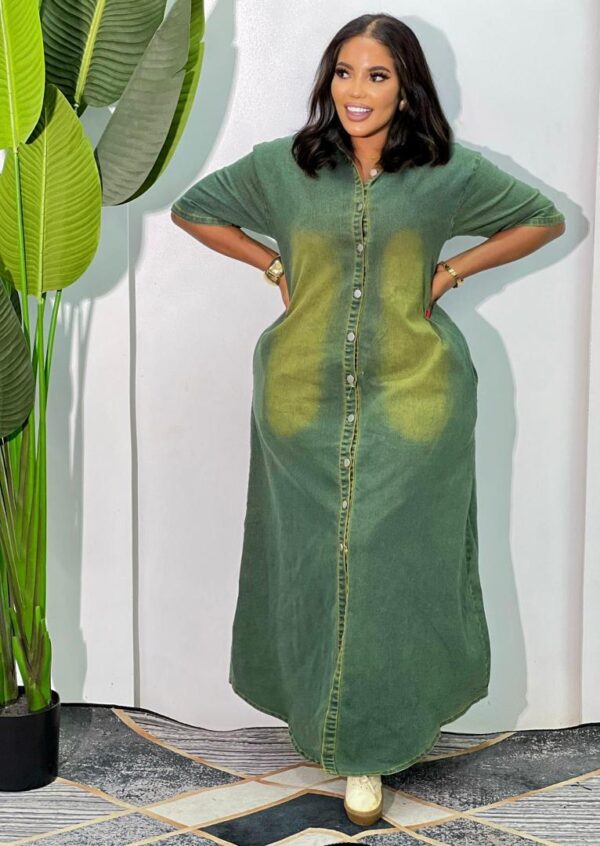 green dress jeans